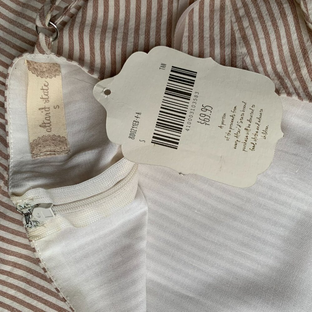 Altar'd State Striped Dress Womens Small Tan and White - Picture 14 of 15